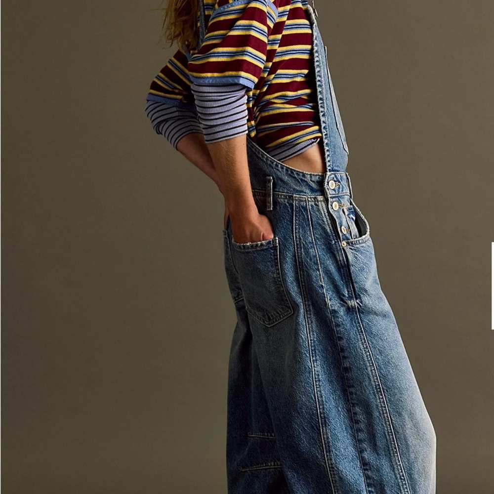 Free People Light Blue Denim Overalls Jumpsuit - Picture 3 of 5